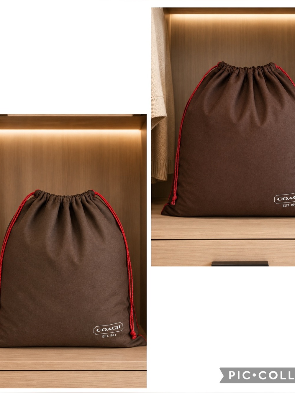 Coach Large Dust Bag 18x21 Brown Drawstring Purse Storage Cover